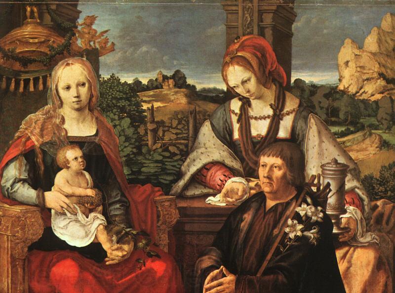 Lucas van Leyden Madonna and Child with Mary Magdalene and a Donor Norge oil painting art